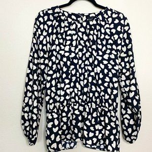Ann Taylor Heart Print Blouse MTALL